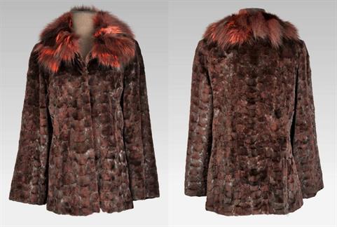 Burgandy short Mink sections jacket Size 12 Length 27</BR><font size="+2">$950.00<font>