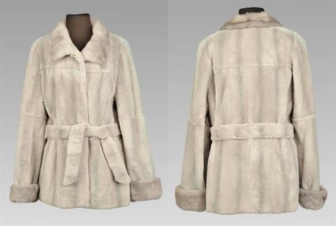 Sheared Rabbit jacket with Mink collar and cuffs Size 12 Length 28</BR><font size="+2">$695.00<font>