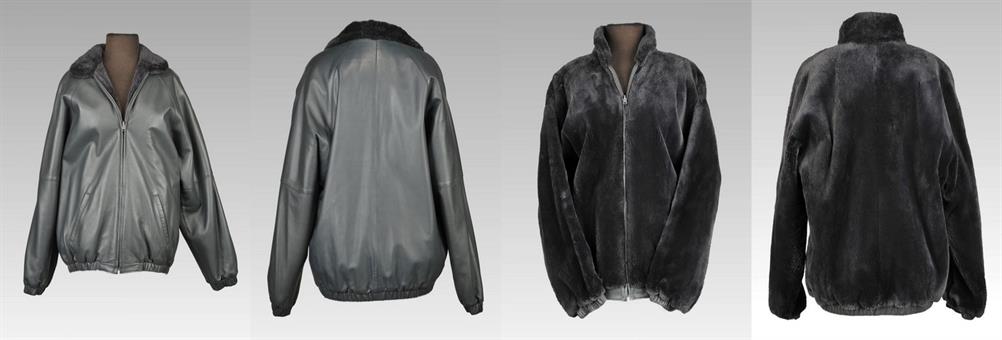 Dark grey leather Bomber jacket reversible to sheared Mink jacket Size 12 Length 28</BR><font size="+2">$950.00<font>