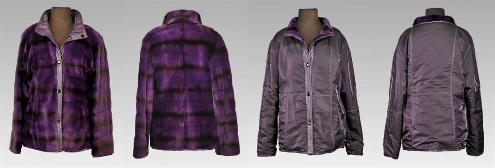 Purple dyed sheared Mink jacket reversible to cloth Size 10</BR><font size="+2">$299.00<font>